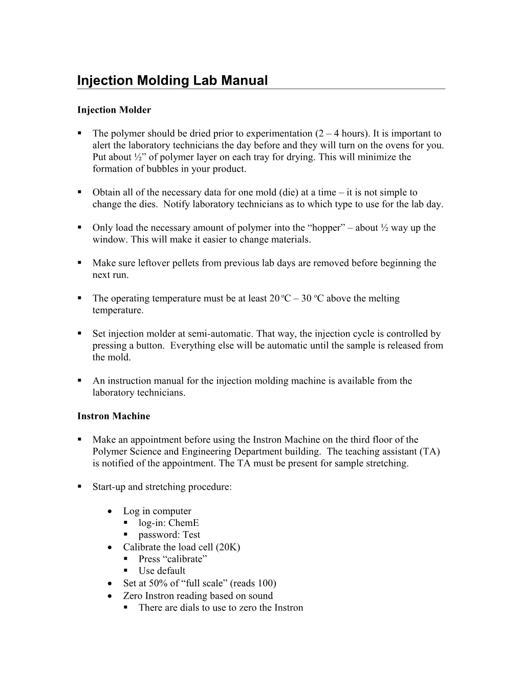 Injection Molding Lab Manual