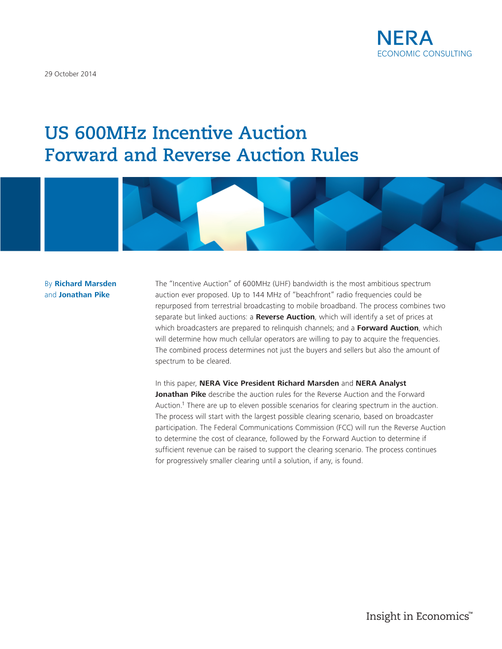 US 600Mhz Incentive Auction Forward and Reverse Auction Rules