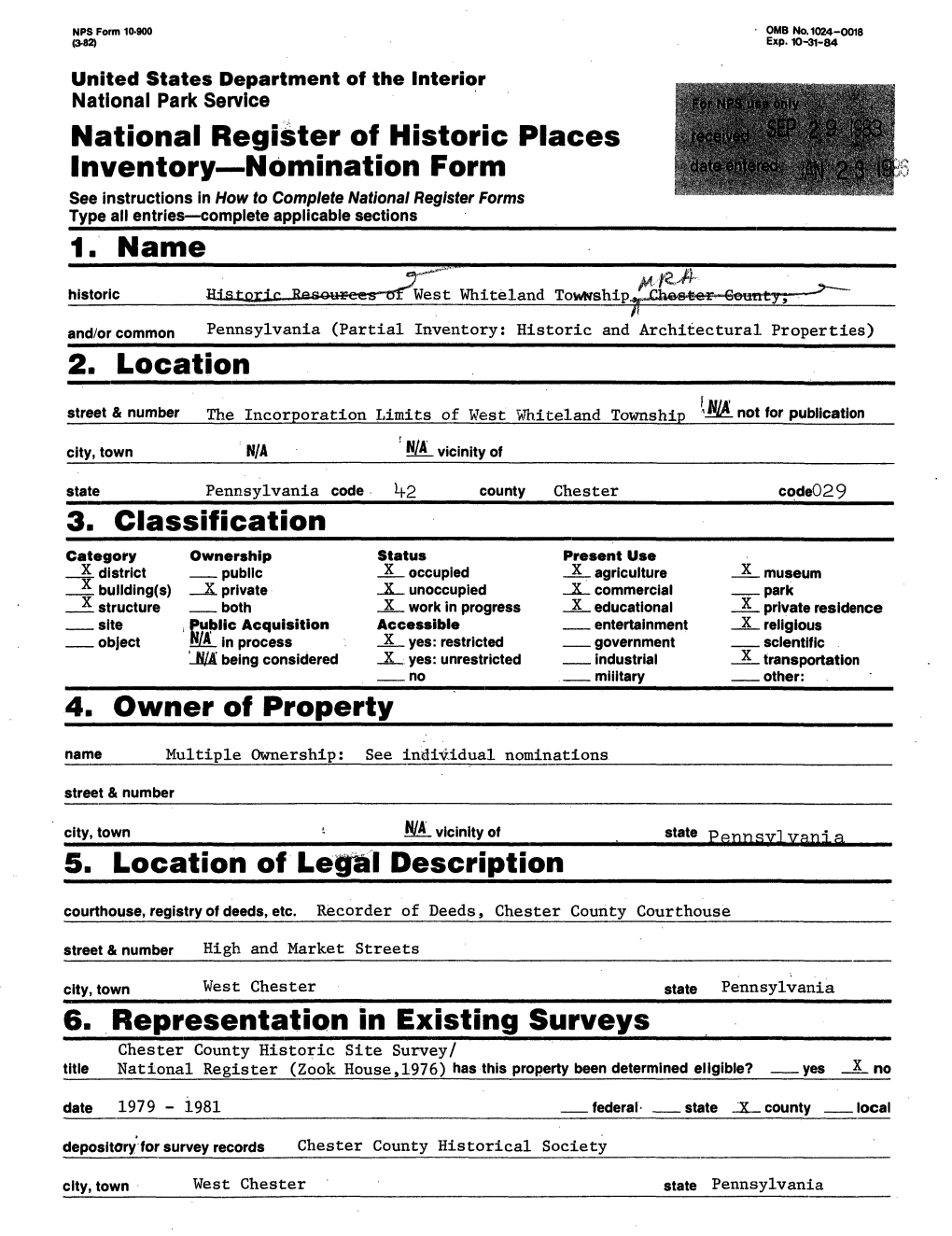 National Register of Historic Places Inventory Nomination Form 1