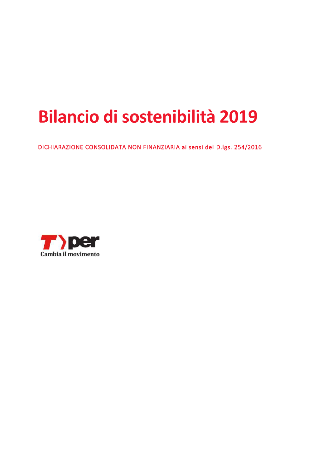 Bilancio Di Sostenibilità 2019 Tper