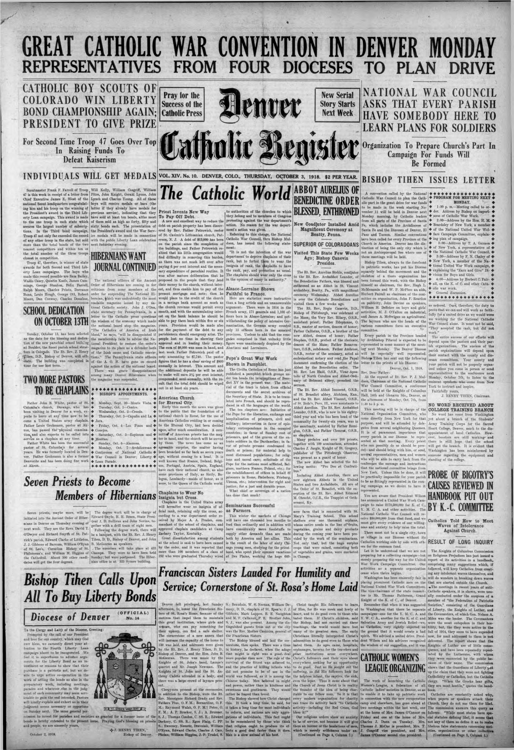 Great Catholic War Convention in Denver Monday