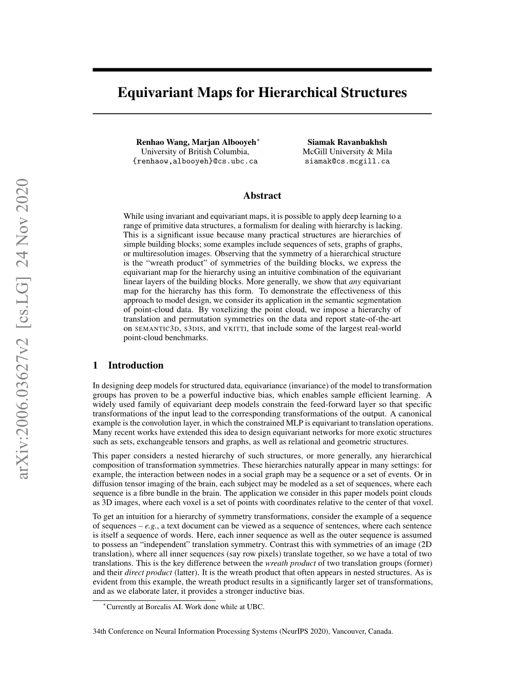 Equivariant Maps for Hierarchical Structures