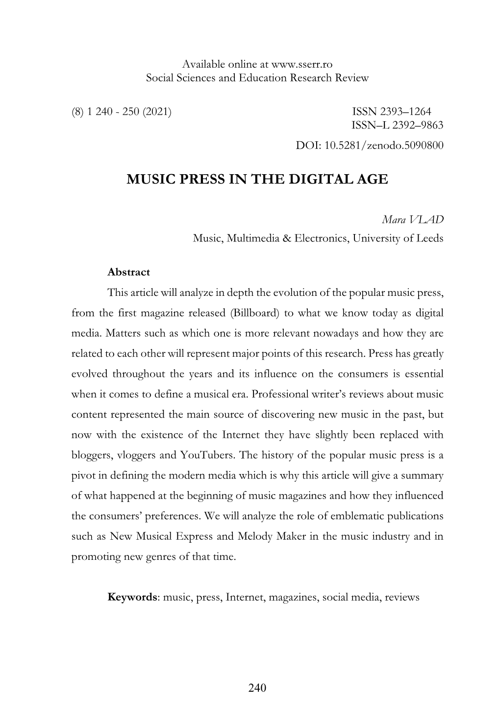 Music Press in the Digital Age