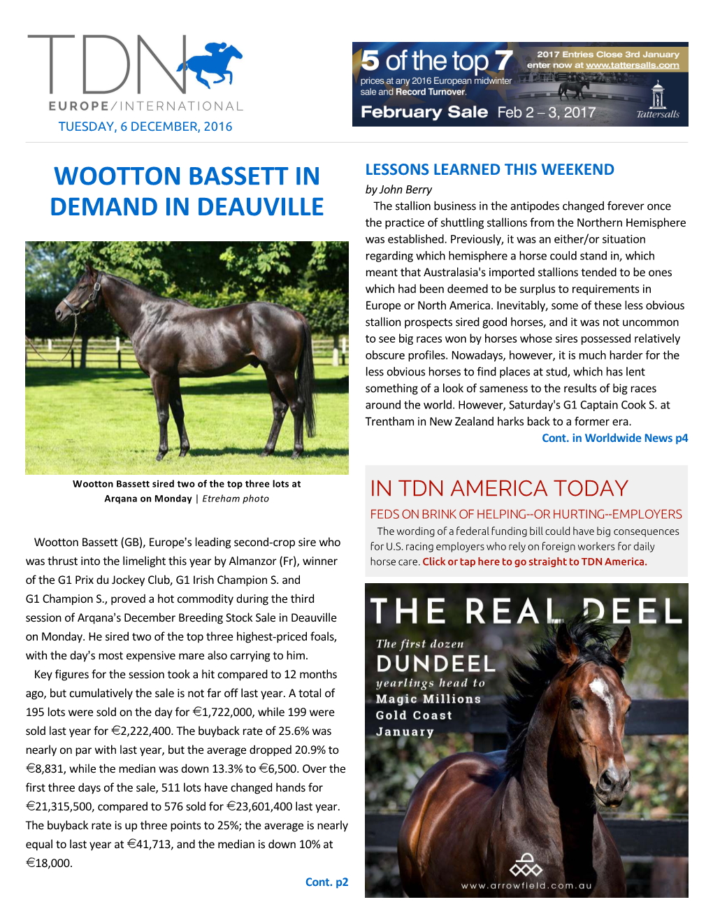 Wootton Bassett in Demand in Deauville Cont