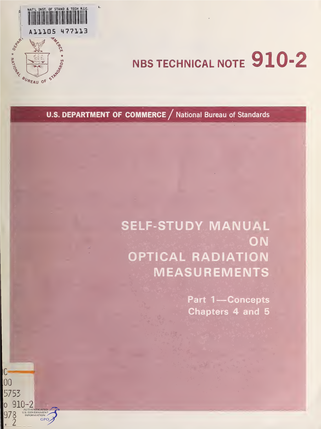 Self-Study Manual on Optical Radiation Measurements : Part I--Concepts, Chapters 4 and 5