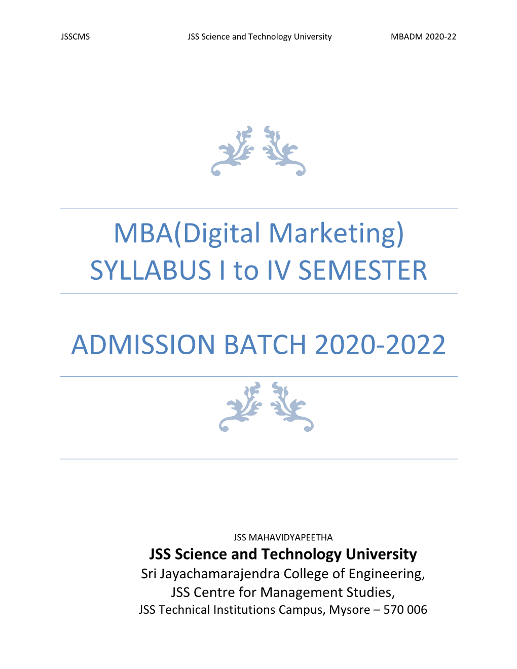 MBA(Digital Marketing) SYLLABUS I to IV SEMESTER ADMISSION