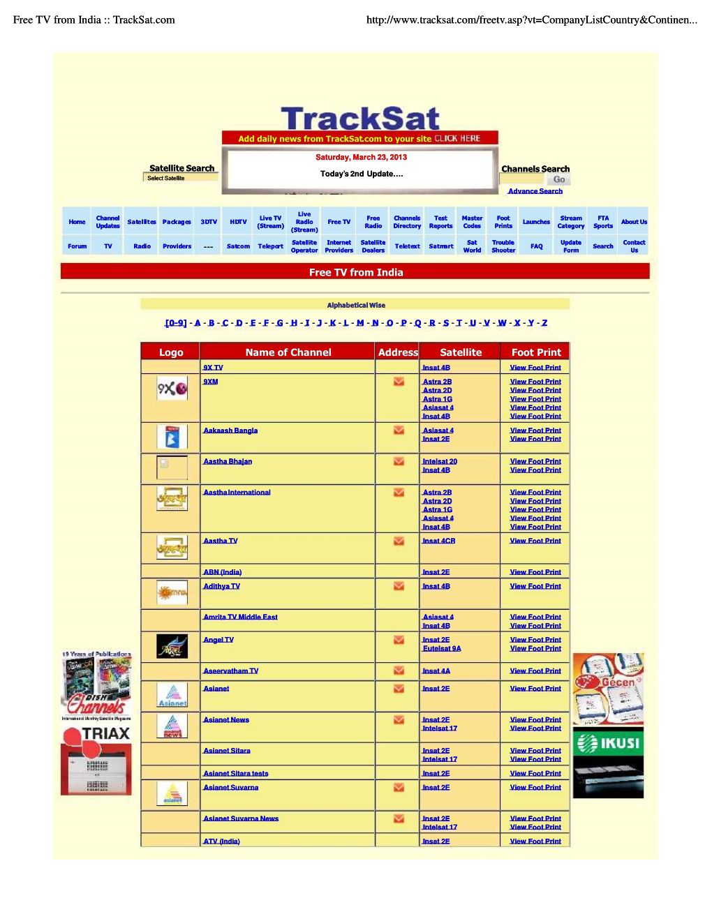 Freee TVV Fromm Indiaa ::: Tracksat.Com