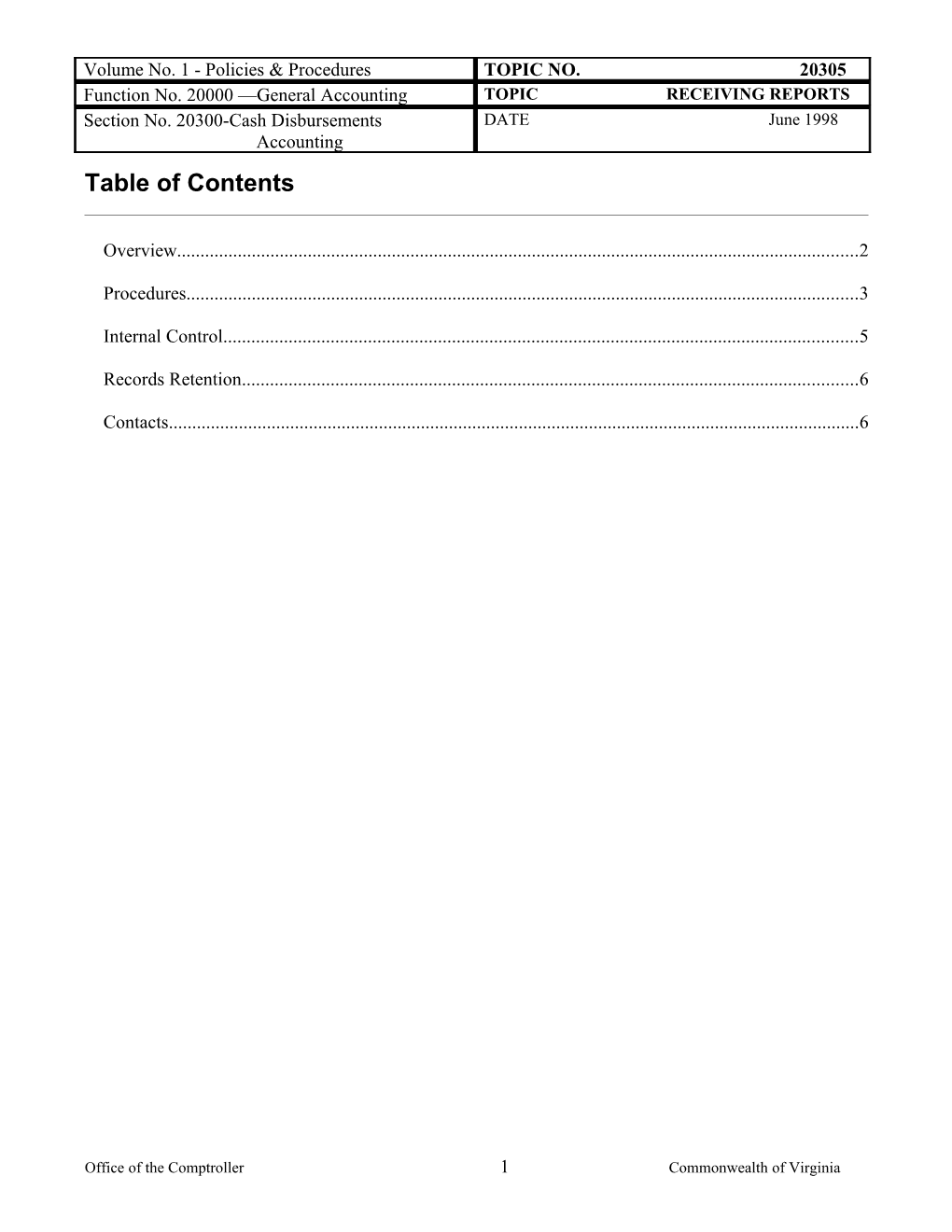 CAPP Manual - 20305 - Cash Disbursements Accounting, Receiving Reports