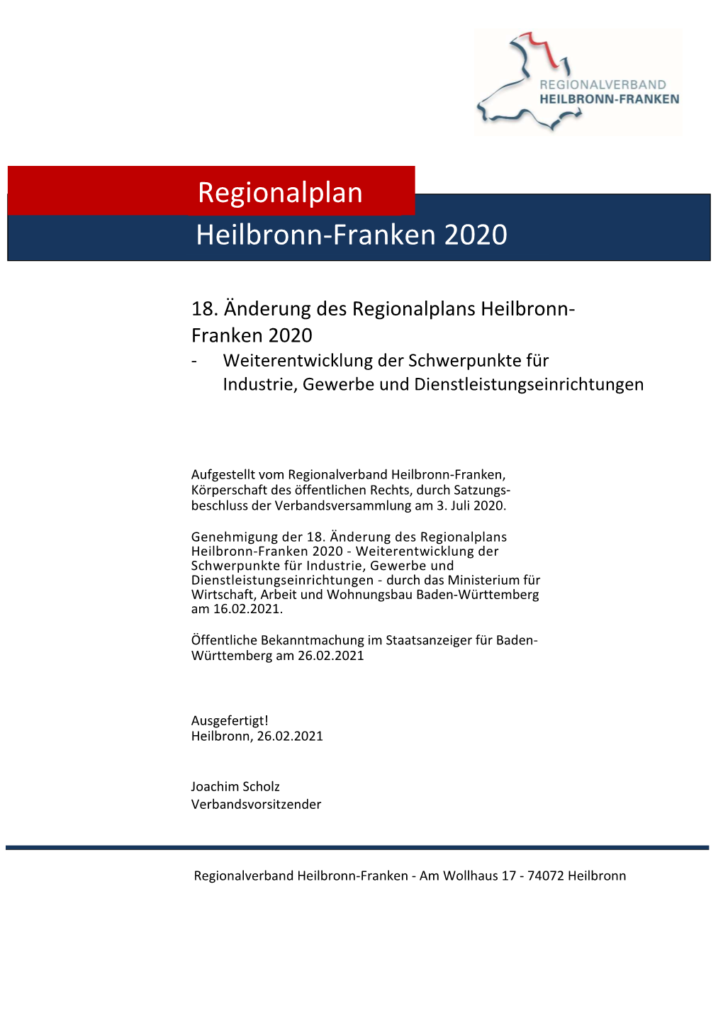 Heilbronn-Franken 2020 Regionalplan