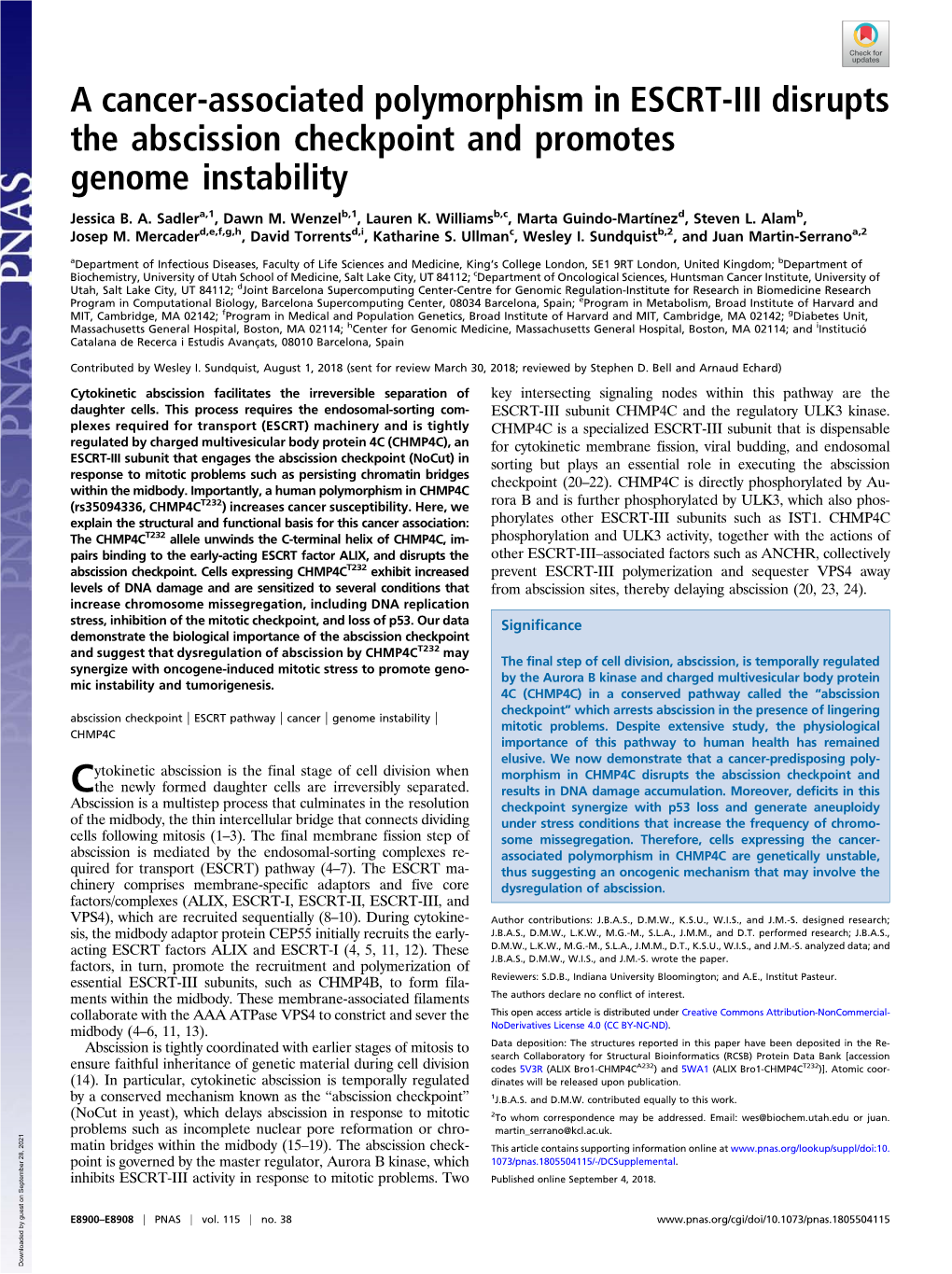 A Cancer-Associated Polymorphism in ESCRT-III Disrupts the Abscission Checkpoint and Promotes Genome Instability