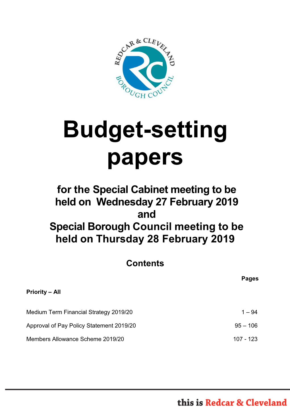 Budget-Setting Papers