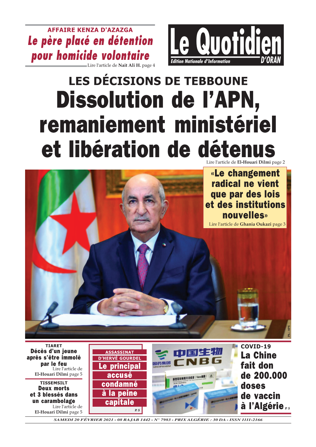 Pdf Le Quotidien D Oran Du 2021-02-20