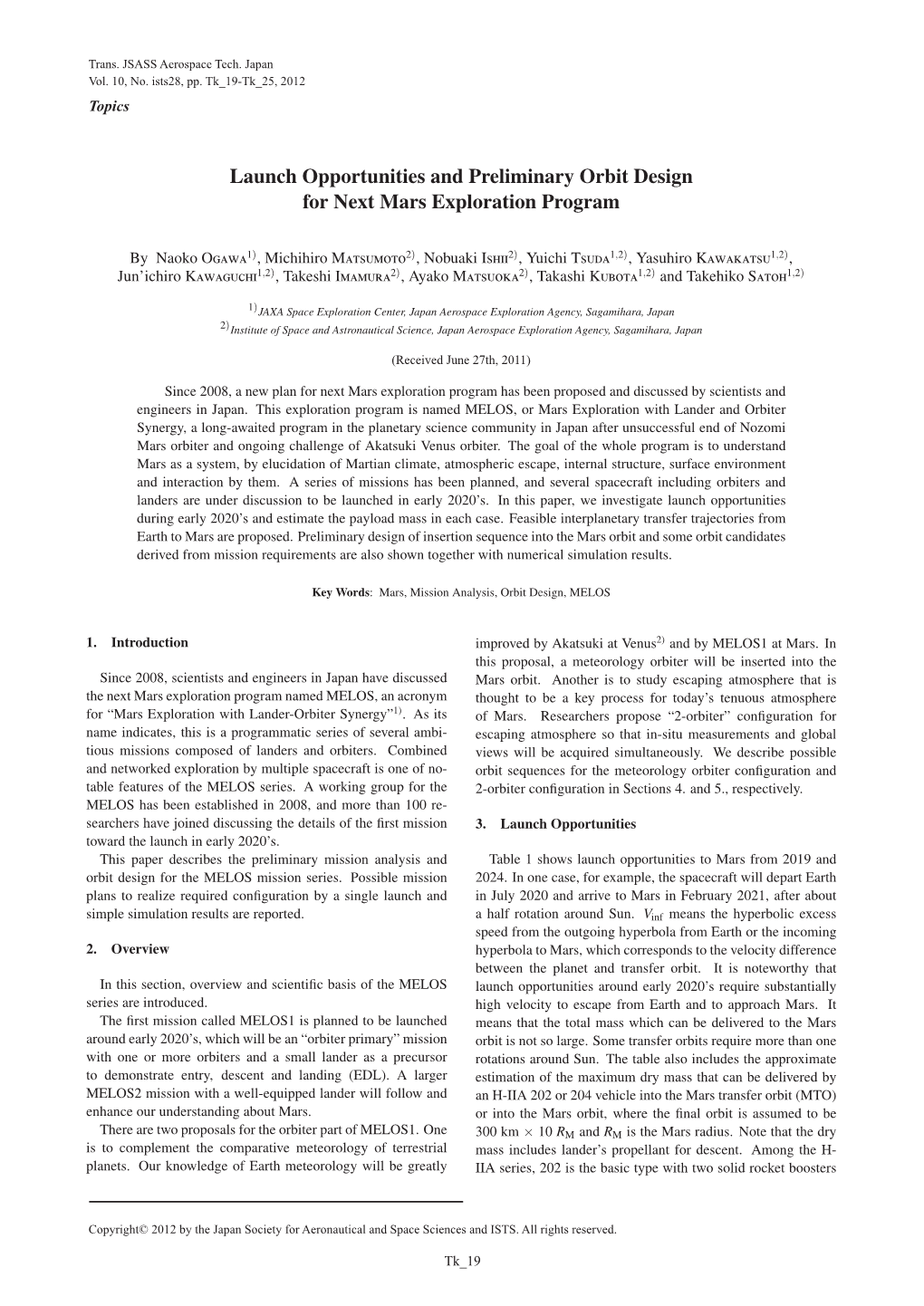 Launch Opportunities and Preliminary Orbit Design for Next Mars Exploration Program