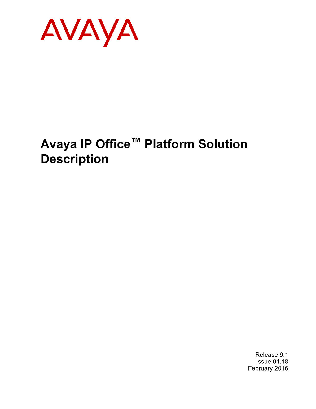 Avaya IP Office™ Platform Solution Description