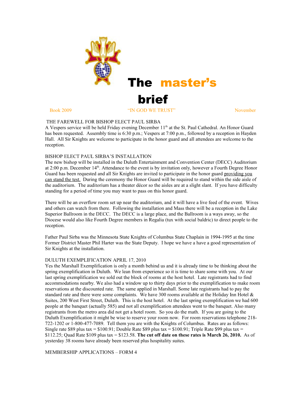 The Masters Brief