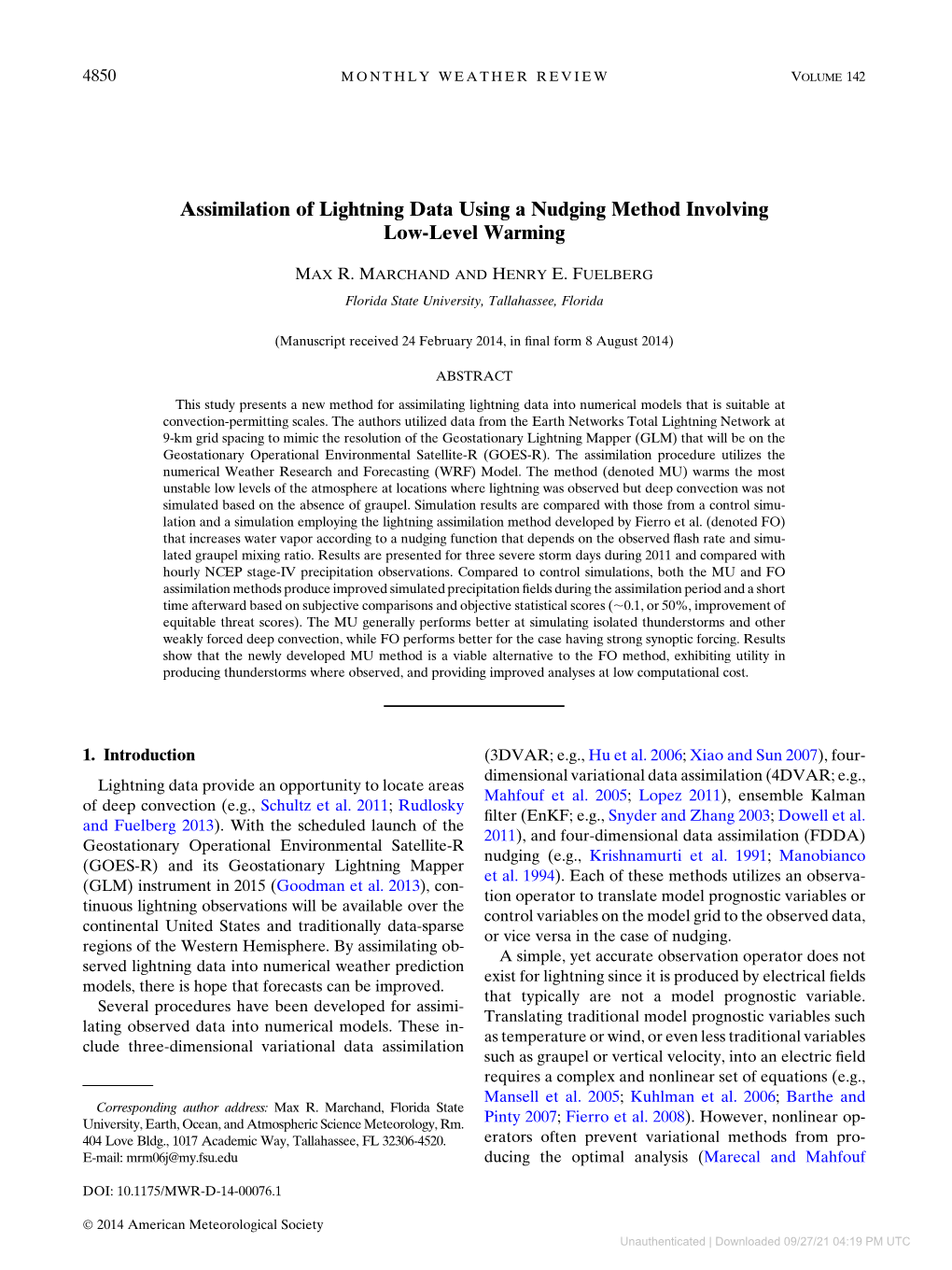 Assimilation of Lightning Data Using a Nudging Method Involving Low-Level Warming