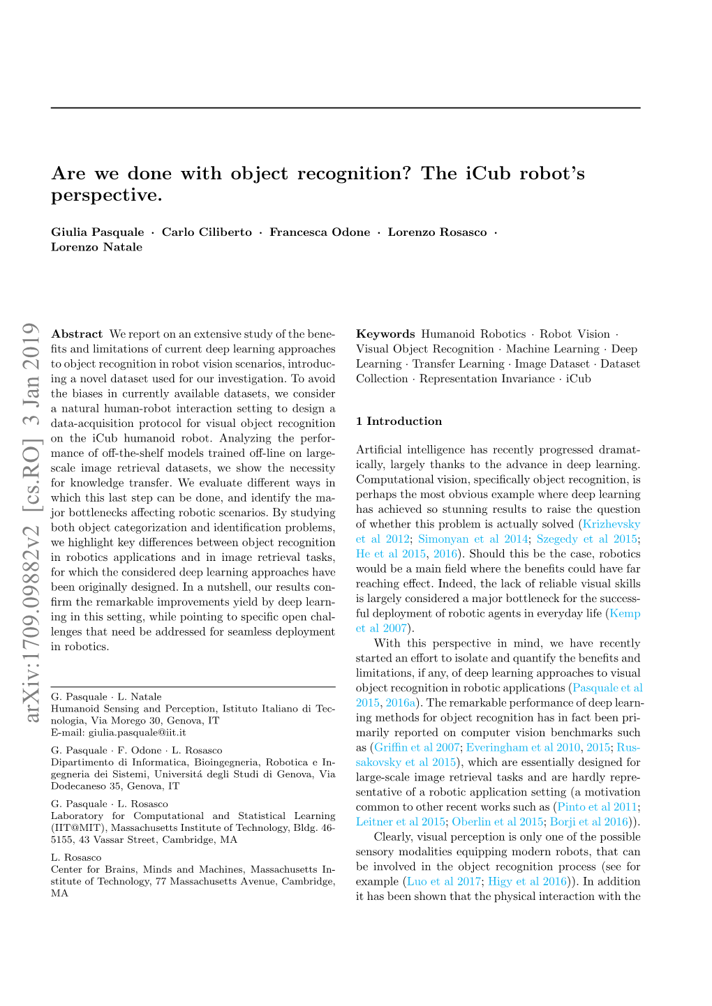 Are We Done with Object Recognition? the Icub Robot's Perspective