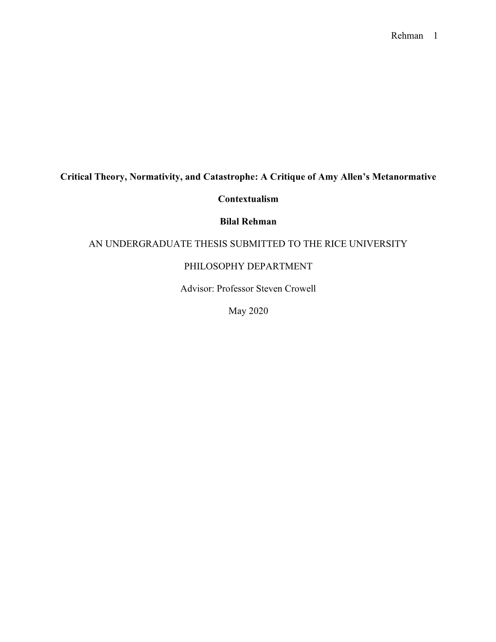 Critical Theory, Normativity, and Catastrophe: a Critique of Amy Allen’S Metanormative