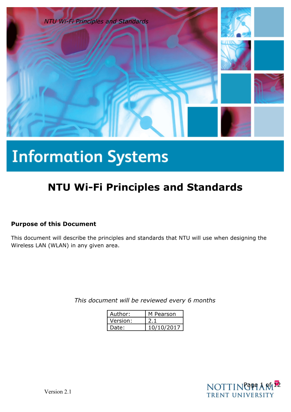 NTU Wi-Fi Principles and Standards