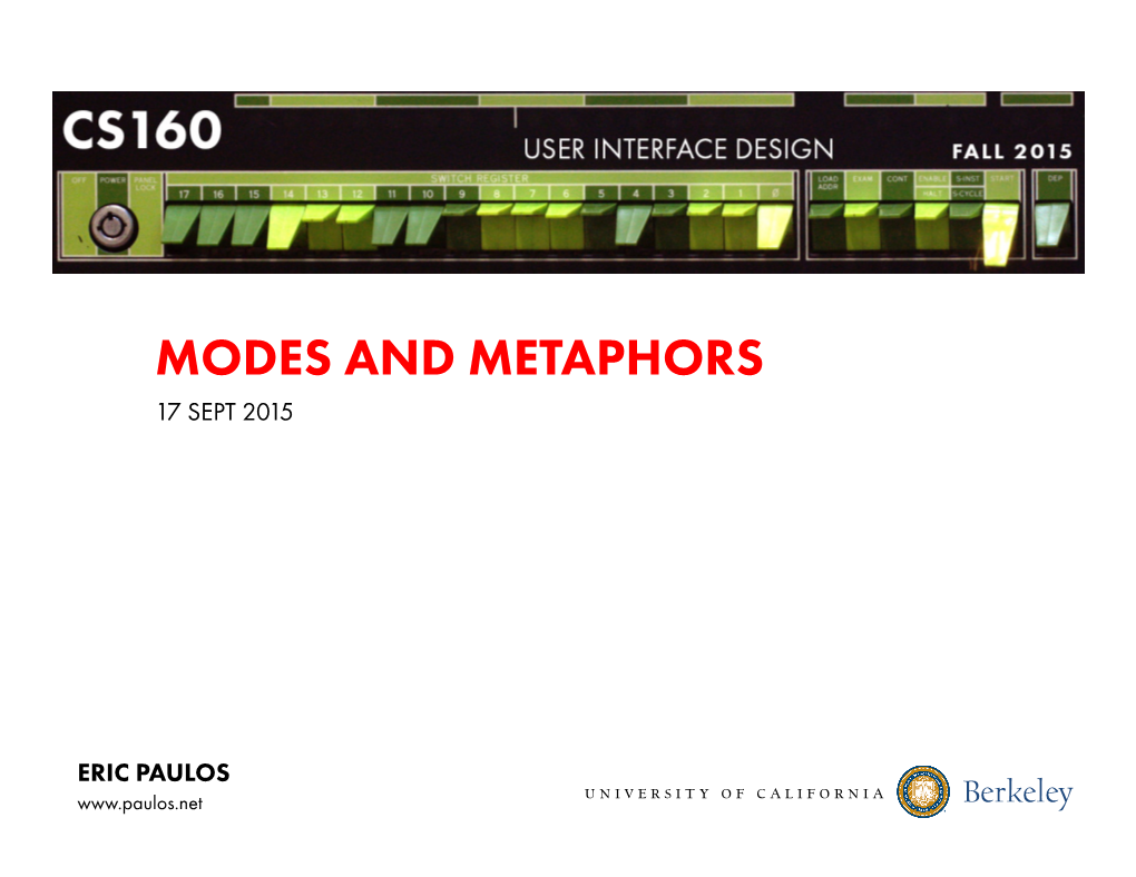 Modes and Metaphors 17 Sept 2015