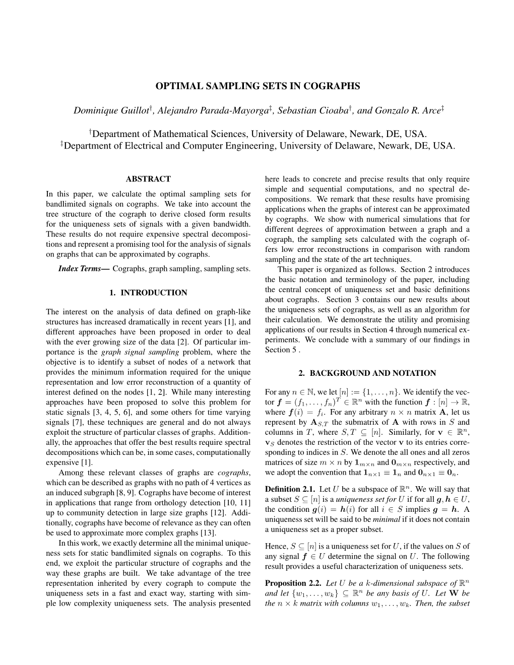 Optimal Sampling Sets for Cographs