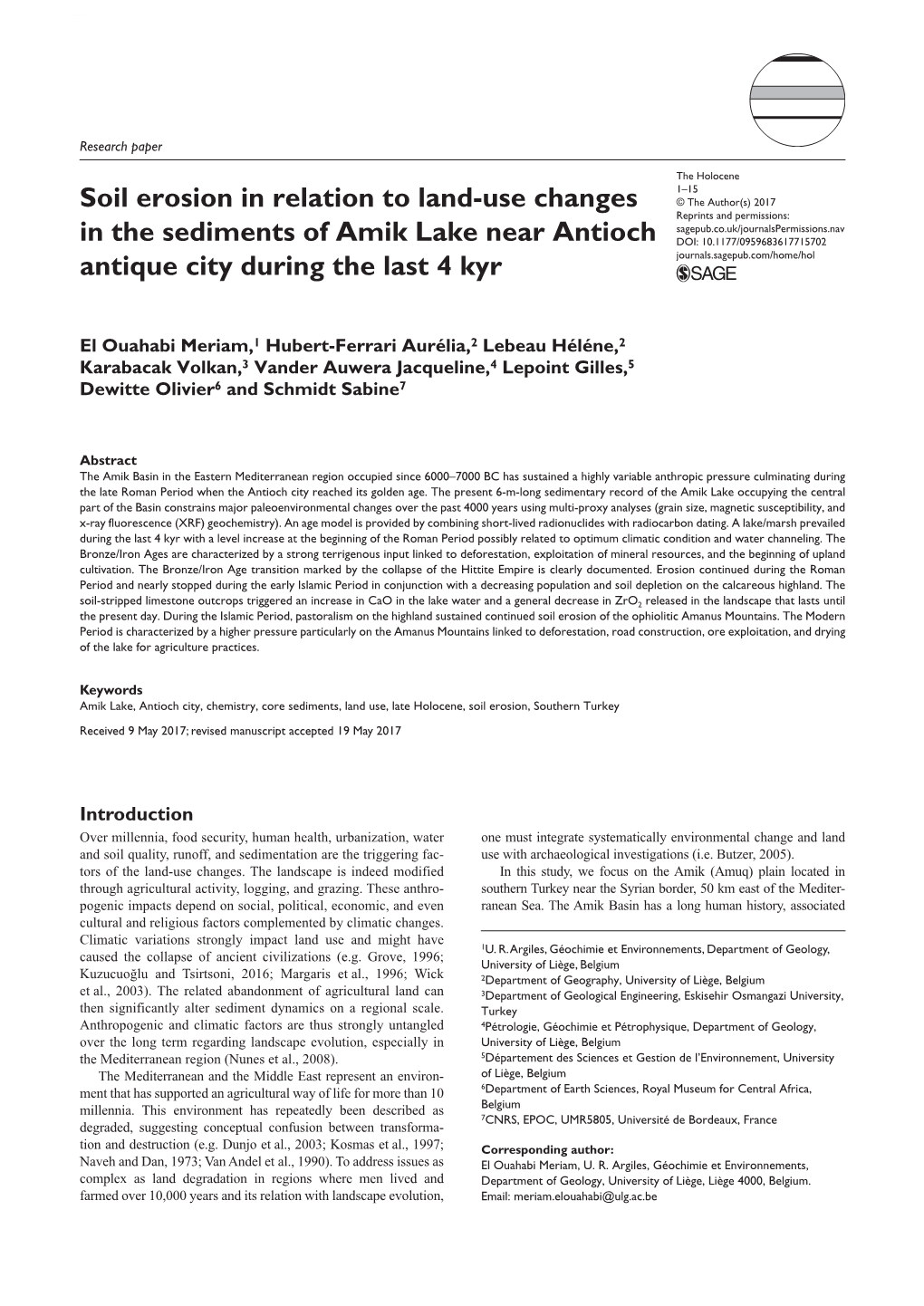 Soil Erosion in Relation to Land-Use Changes in the Sediments of Amik
