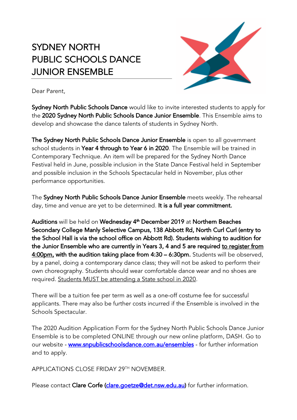 2020 Junior Ensemble Audition Information