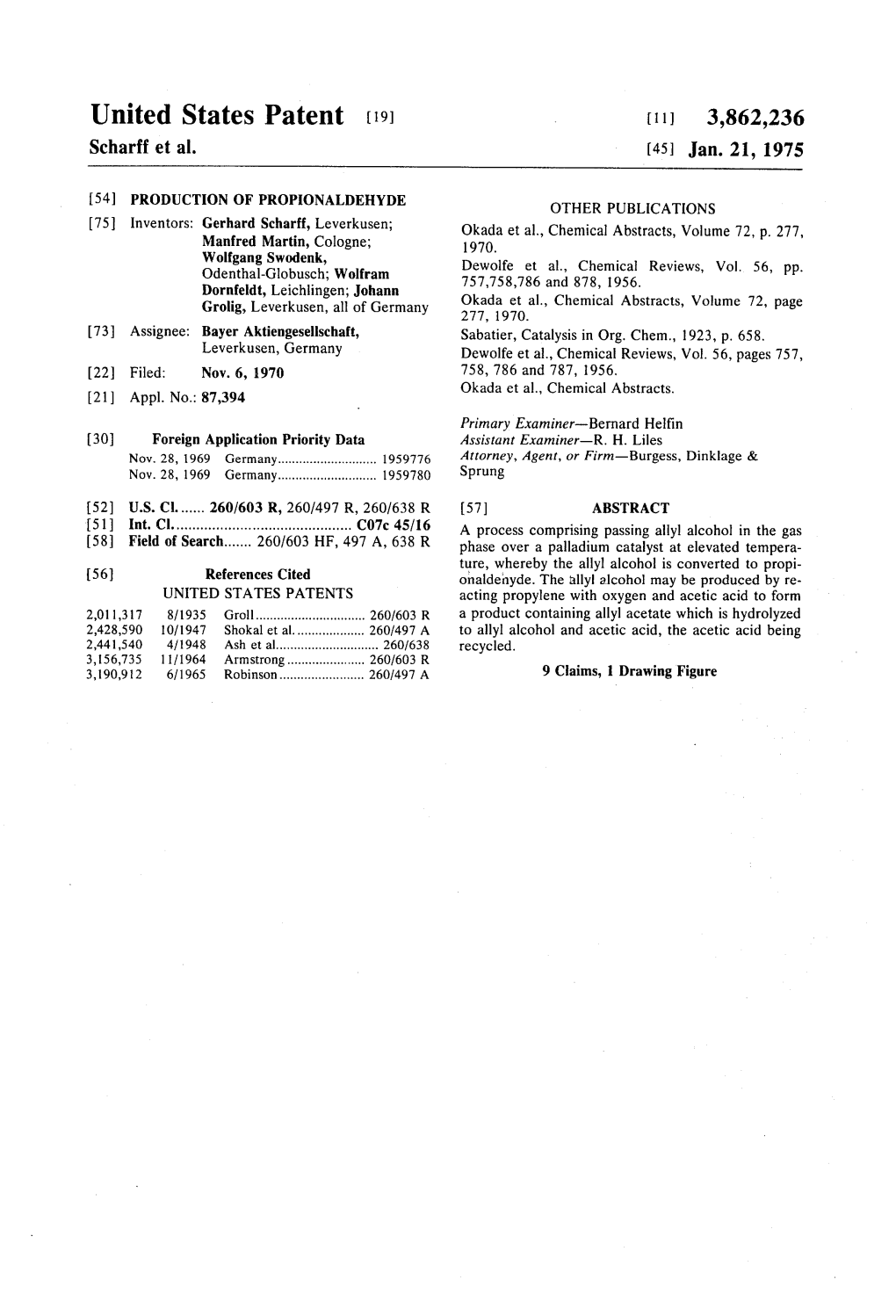 United States Patent (19) [11] 3,862,236 Scharff Et Al