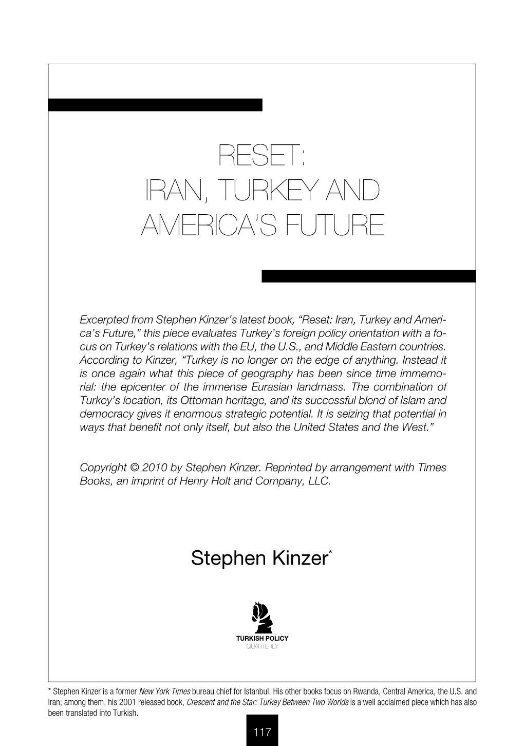 Reset: Iran, Turkey and America's Future