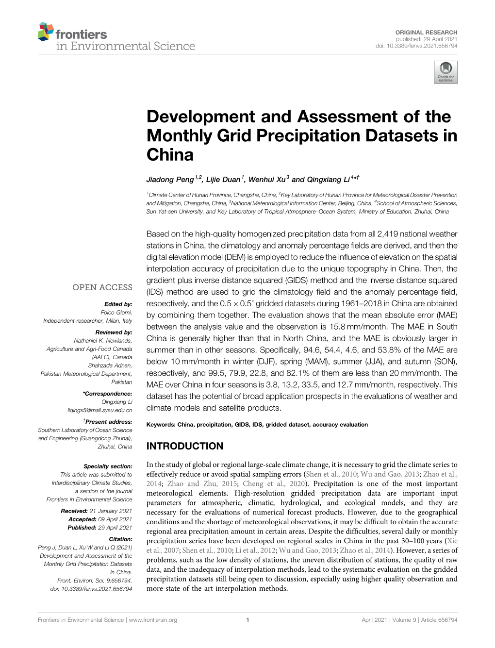 Development and Assessment of the Monthly Grid Precipitation Datasets in China
