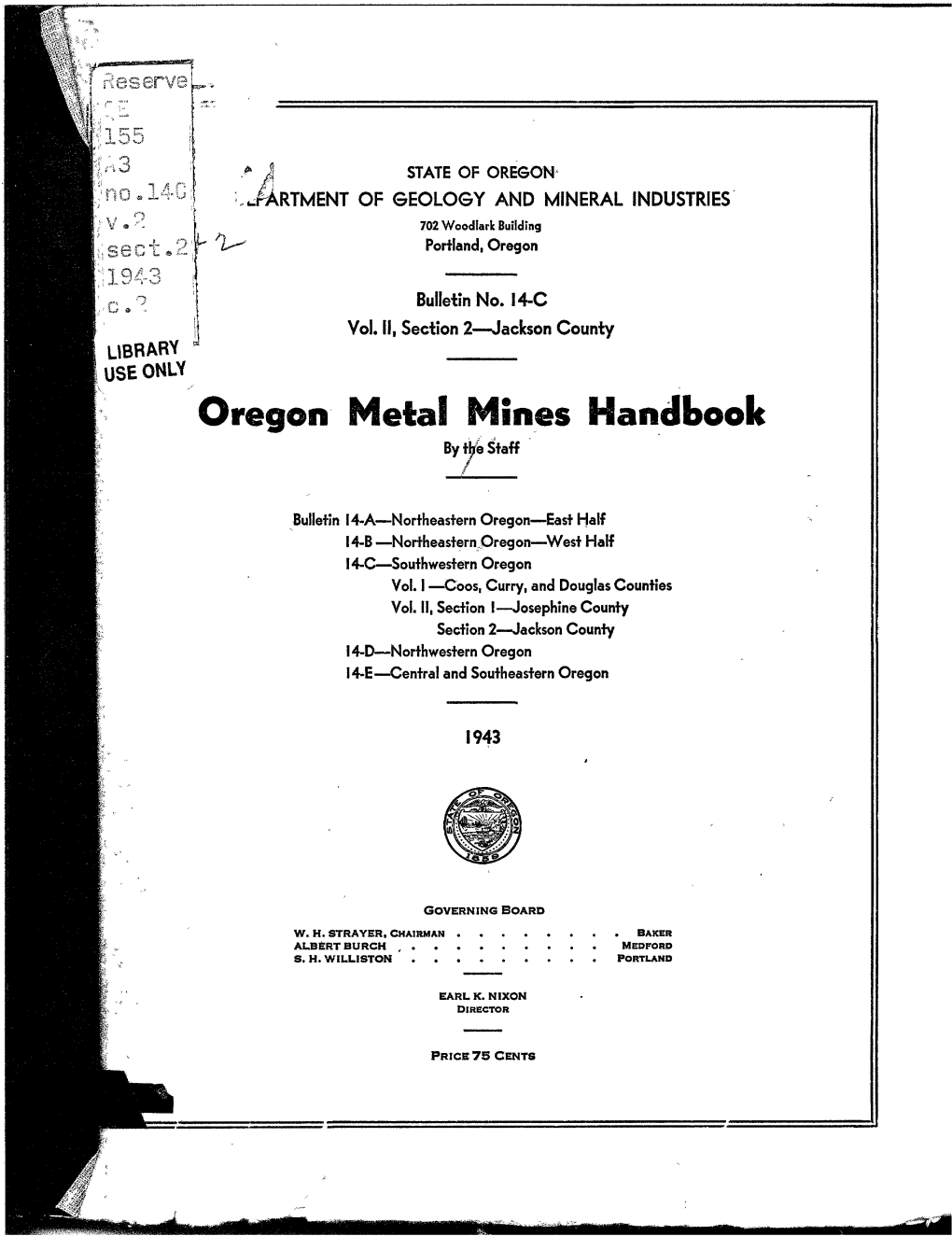 Oregon, Metal Mines Handbook by Te Staff