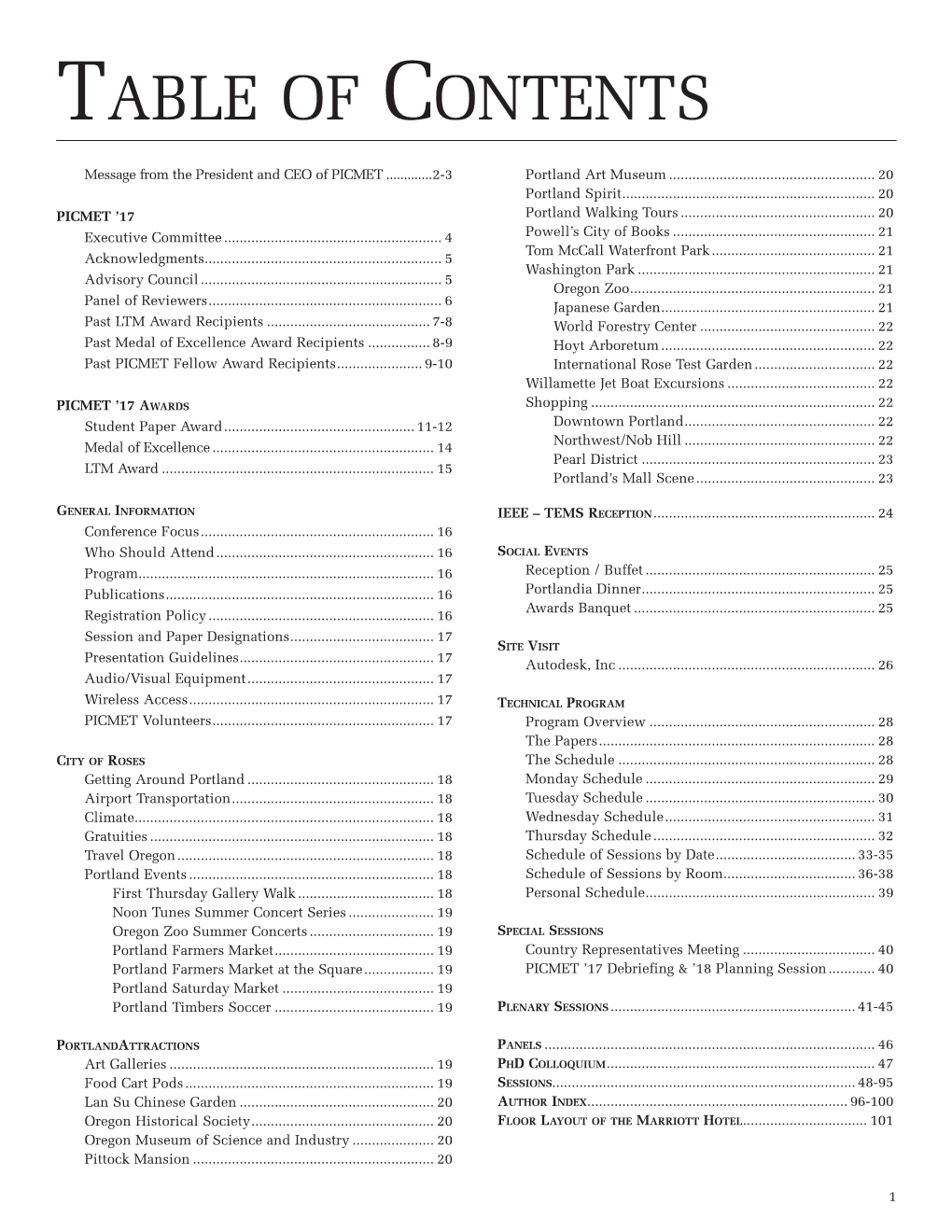 Table of Contents