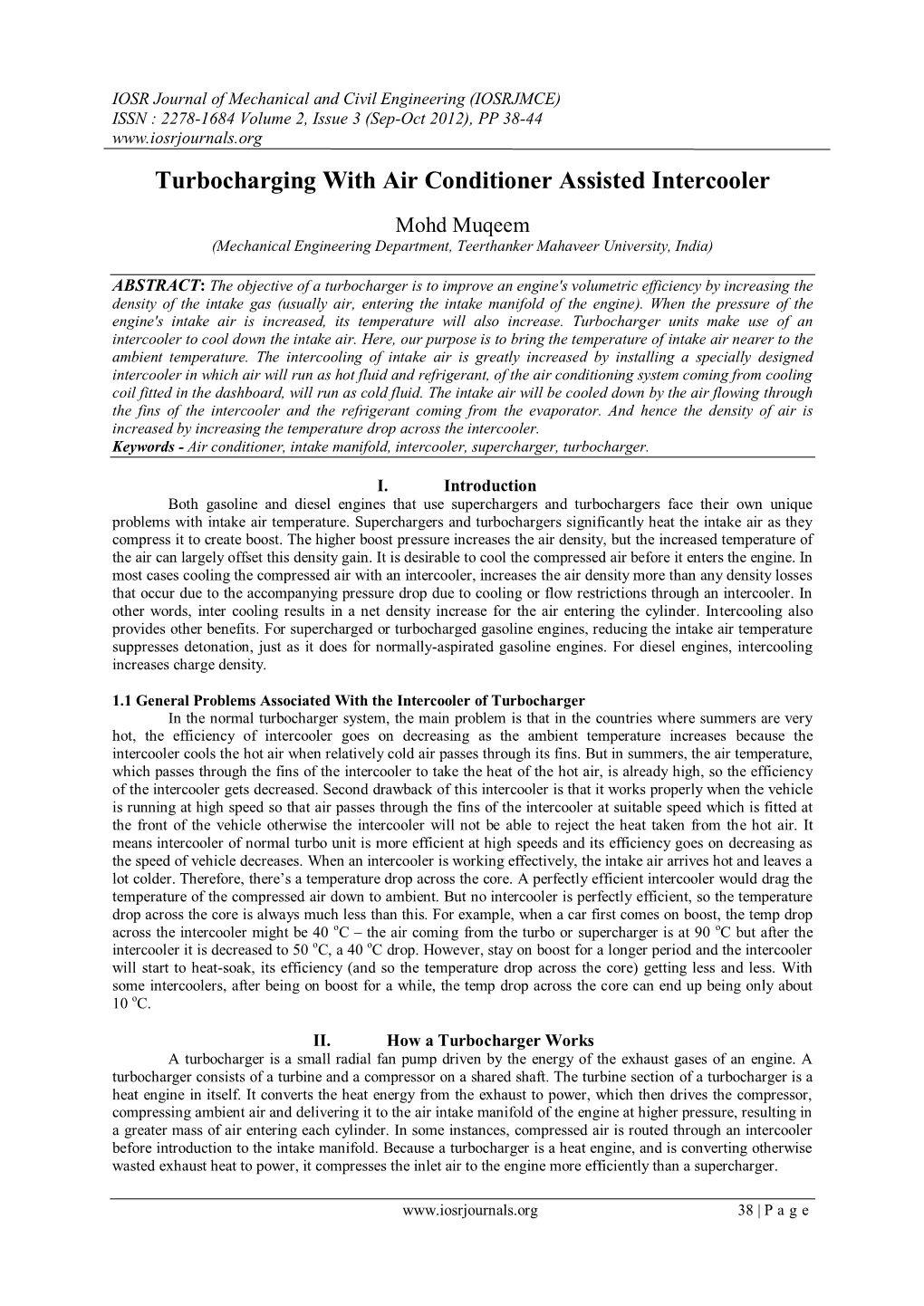 Turbocharging with Air Conditioner Assisted Intercooler