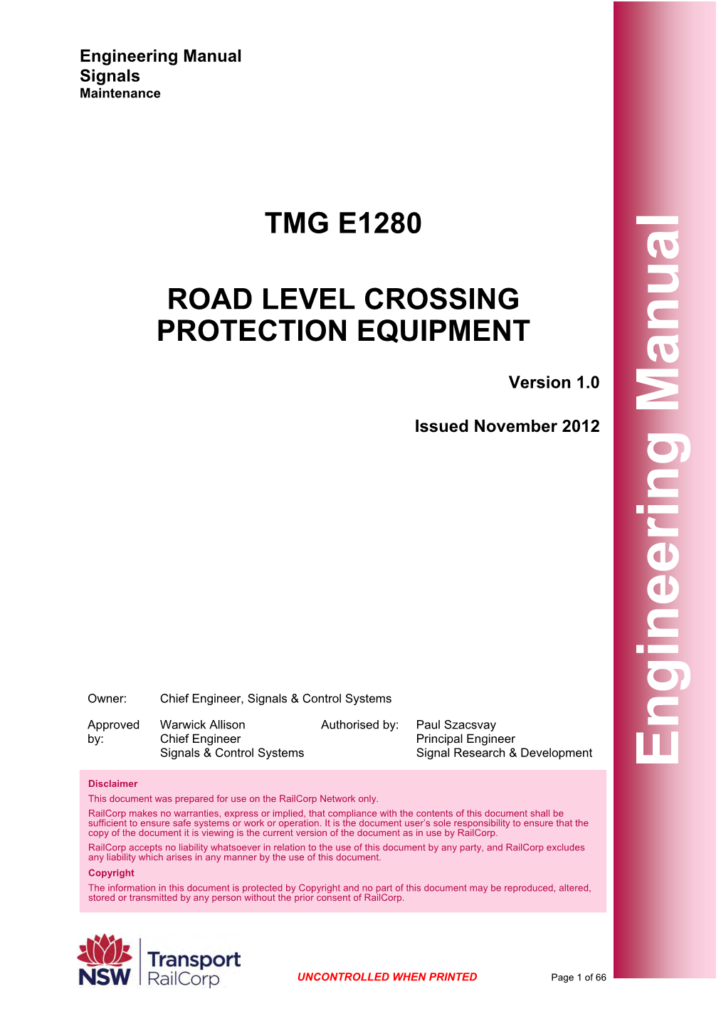 TMG E1280 Road Level Crossing Protection Equipment
