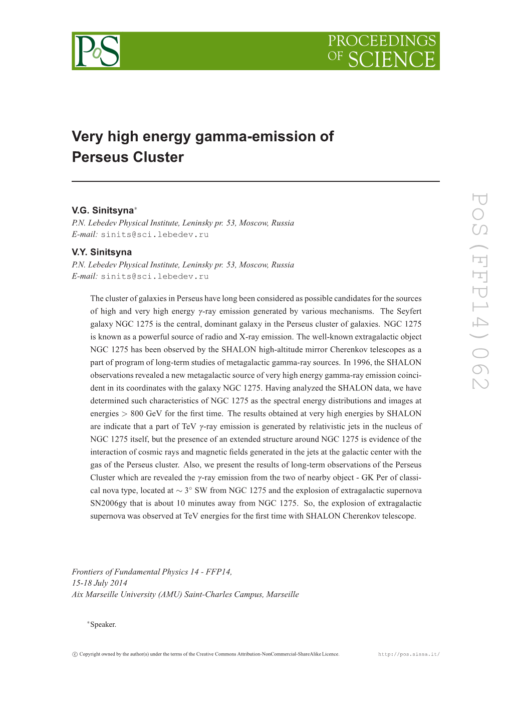 Pos(FFP14)062 a Us of Ergies by SHALON Xplosion of Extragalactic Ce