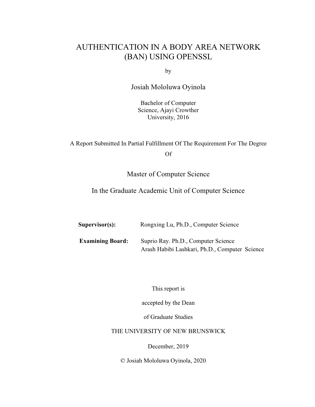 Authentication in a Body Area Network (Ban) Using Openssl