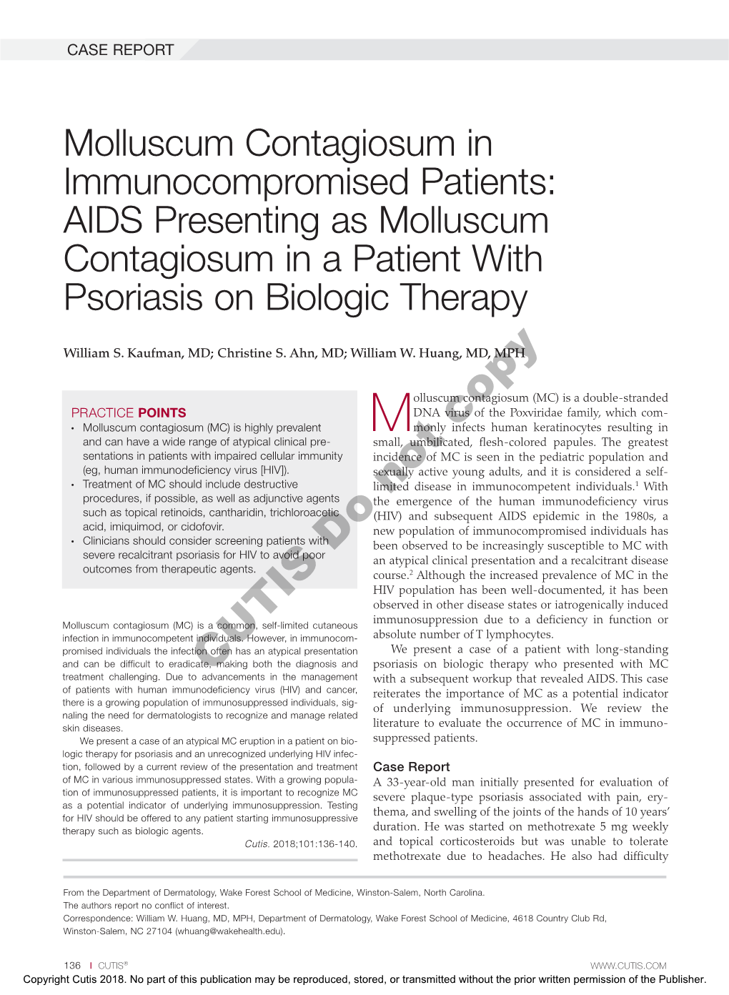 AIDS Presenting As Molluscum Contagiosum in a Patient with Psoriasis on Biologic Therapy