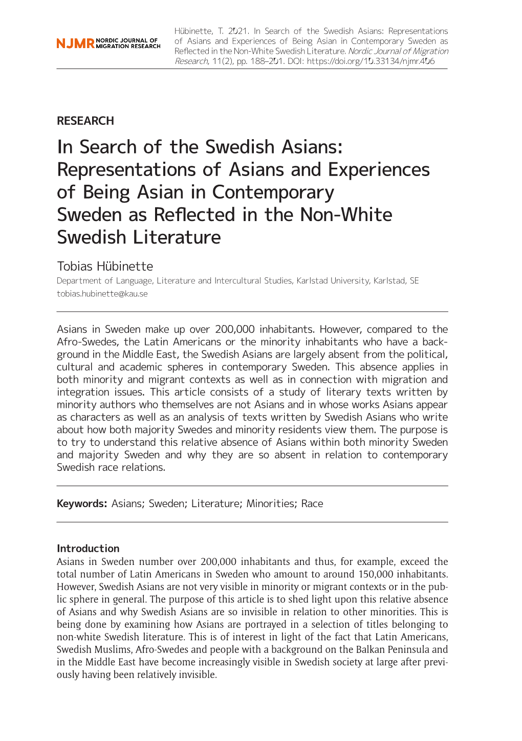 In Search of the Swedish Asians