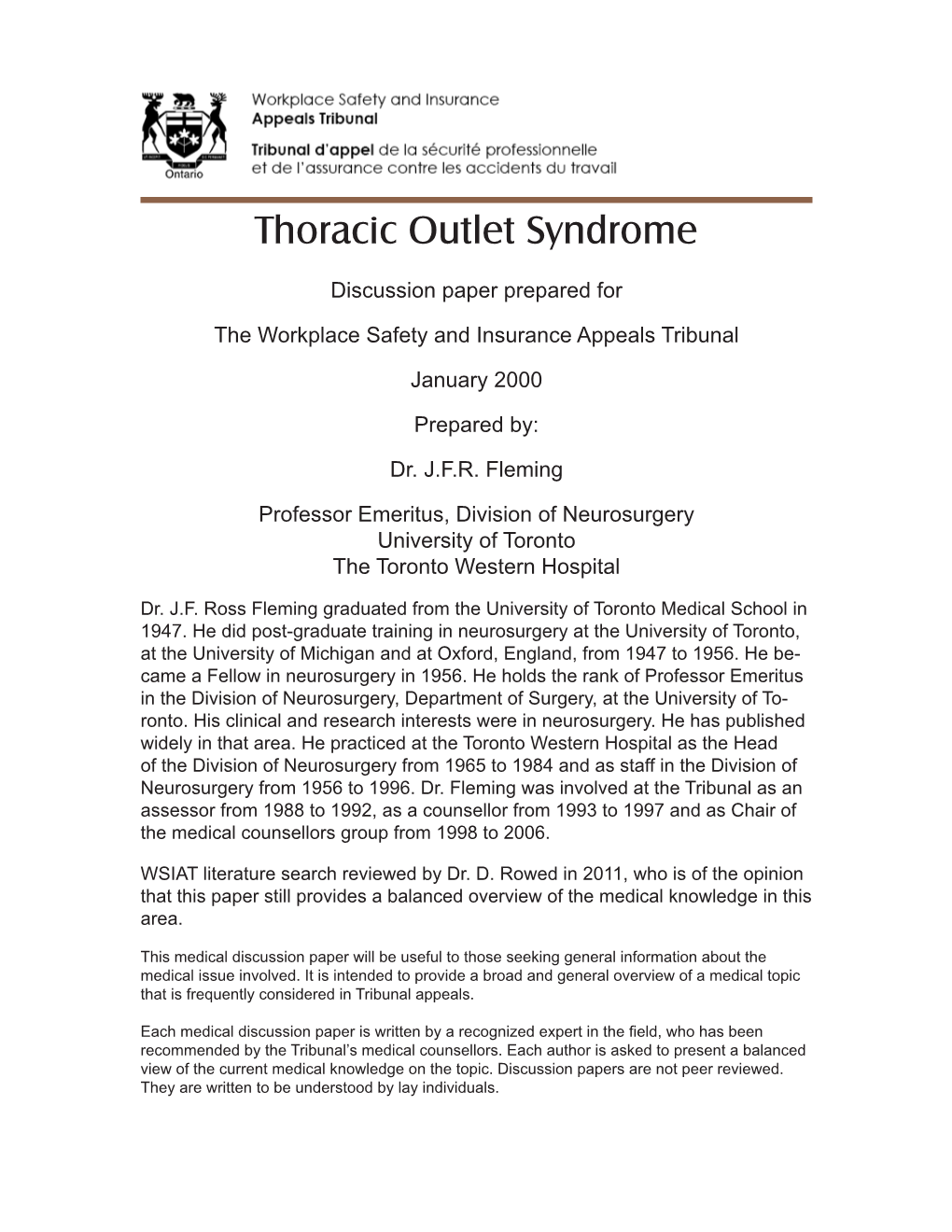 Thoracic Outlet Syndrome