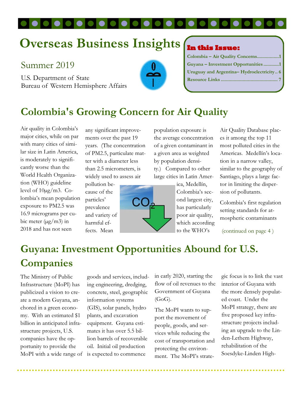 Overseas Business Insights in This Issue: Colombia – Air Quality Concerns