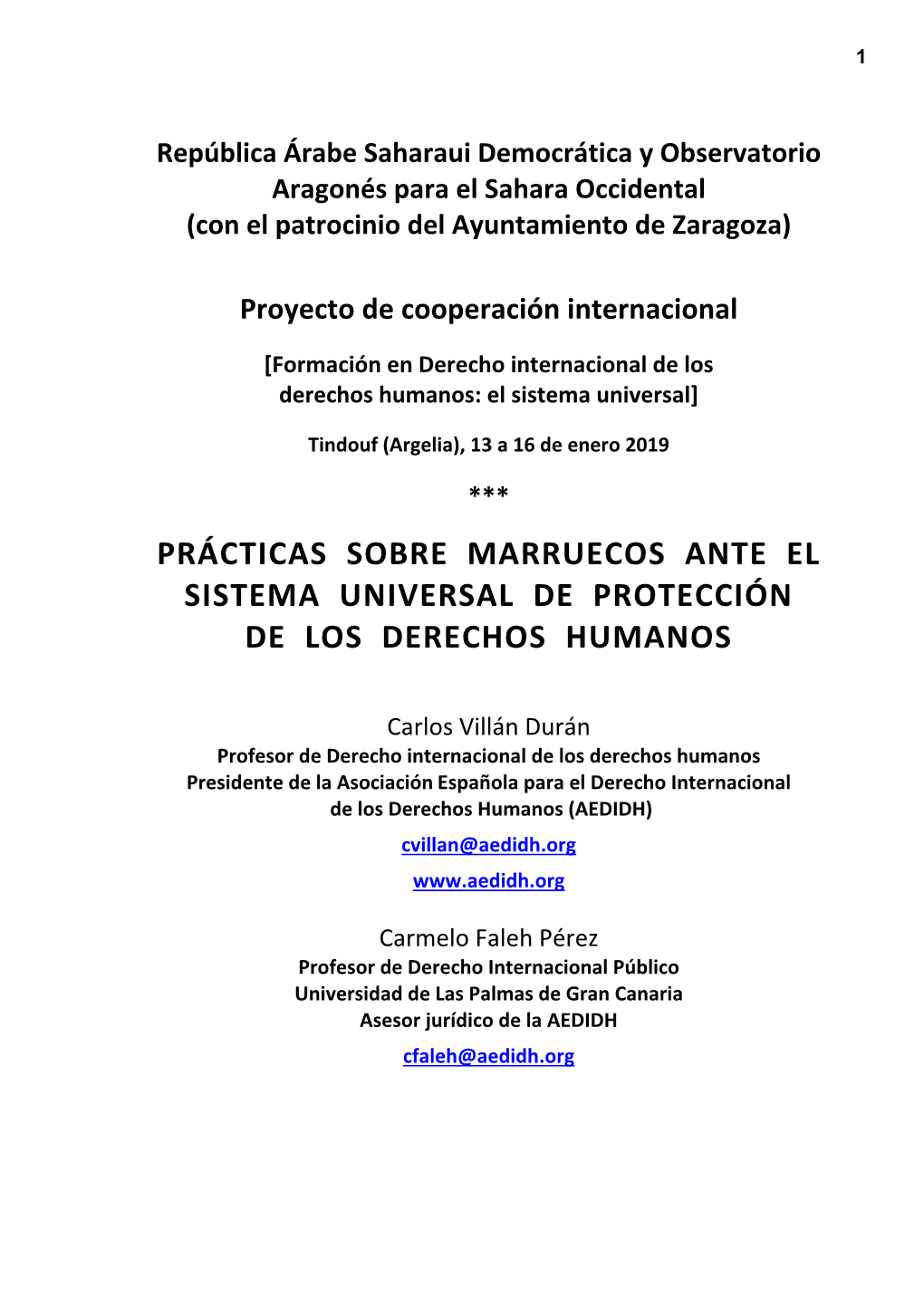 Prácticas Sobre Marruecos Ante El Sistema Universal De Protección De Los Derechos Humanos
