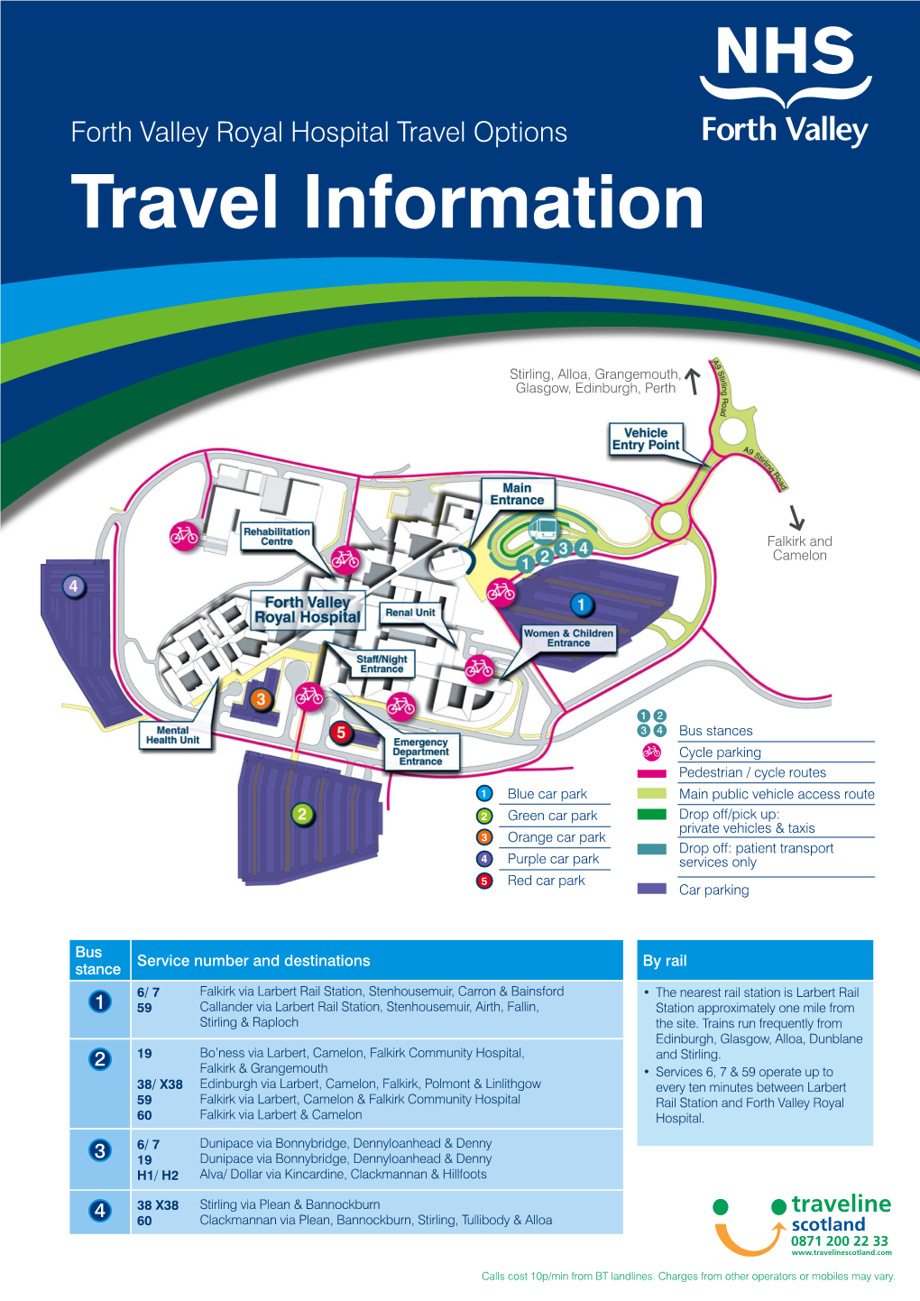 Sitemap and Travel Directions to the Forth Valley Royal Hospital