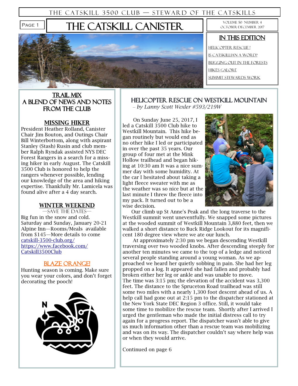 The Catskill Canister October-December 2017 in This Edition