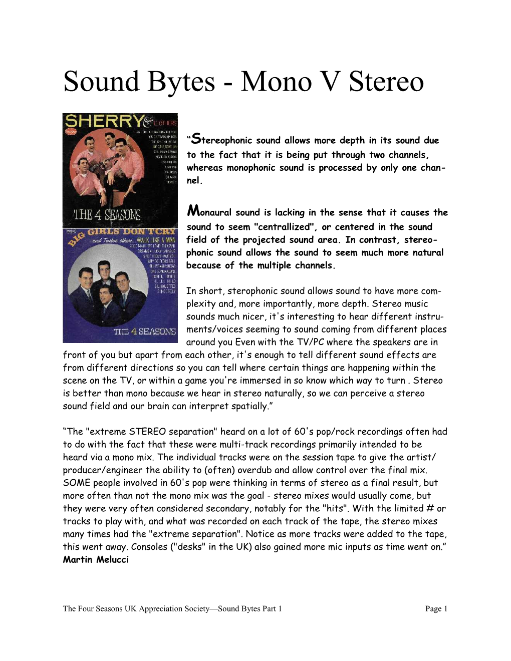 Mono V Stereo