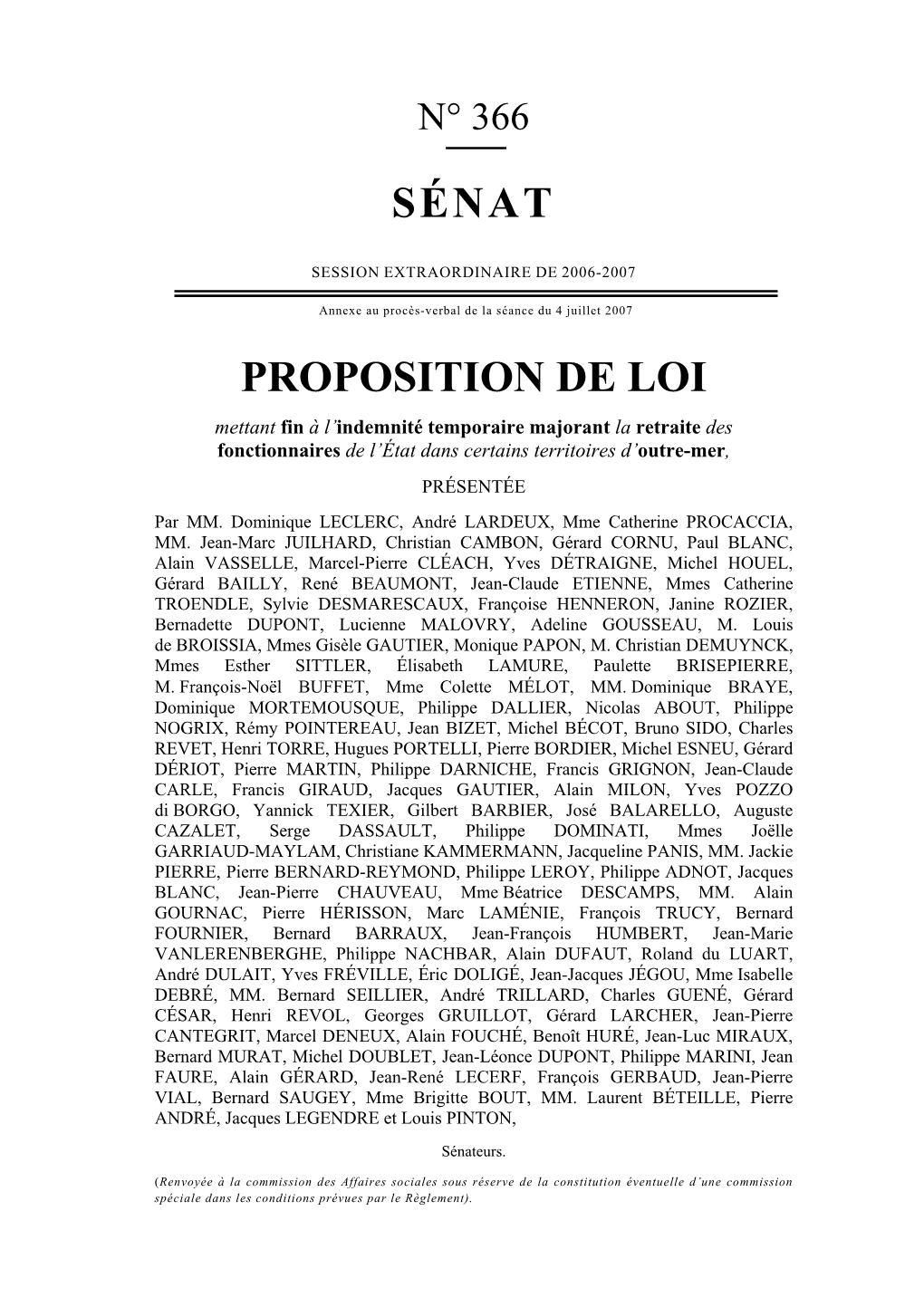 Sénat Proposition De