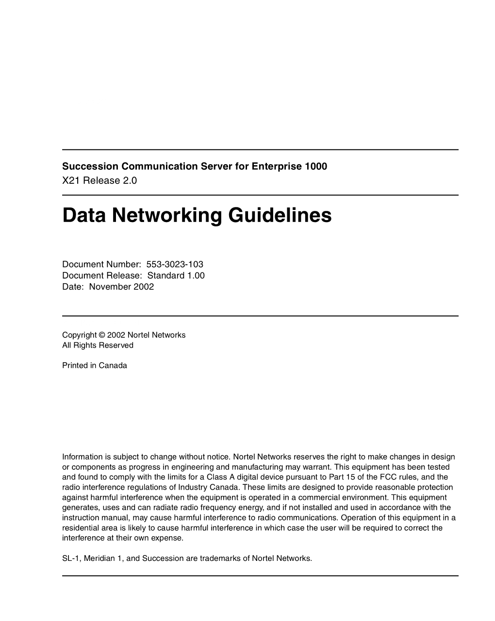 Data Networking Guidelines