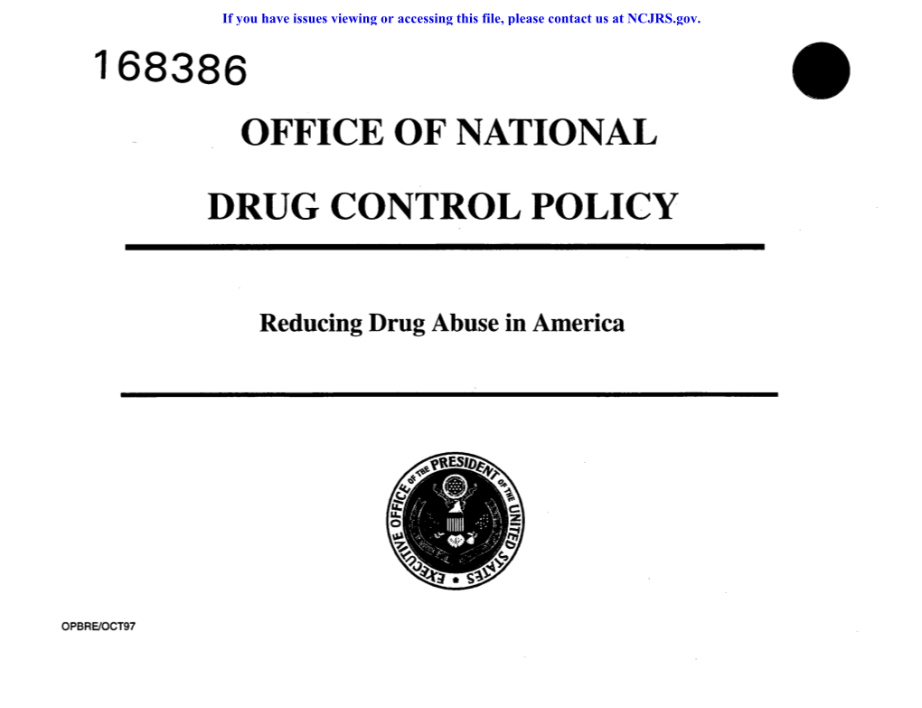 OFFICE of NATIONAL DRUG CONTROL POLICY Washington, D.C