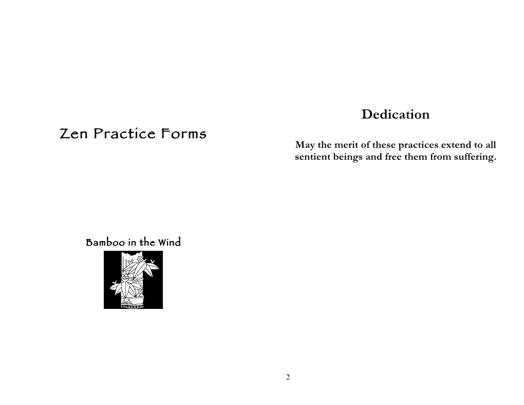 Zen Practice Forms Dedication