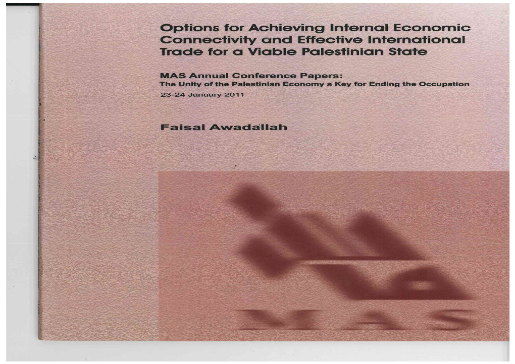 Options for Achieving Internal Economic Connectivity and Effective International Trade for a Viable Palestinian State