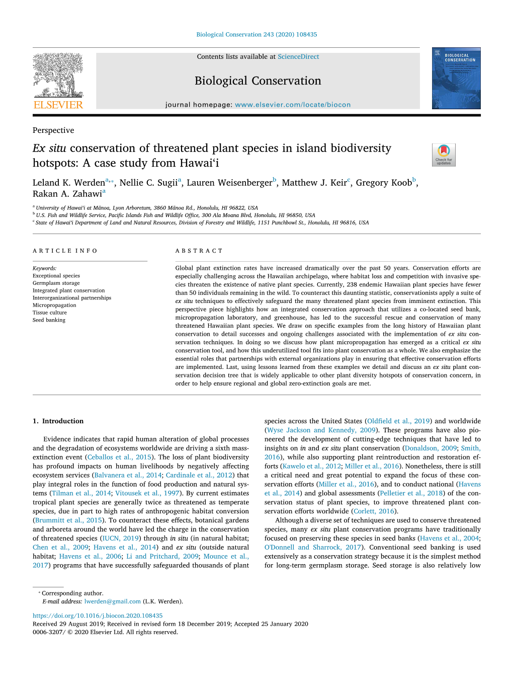 Biological Conservation 243 (2020) 108435